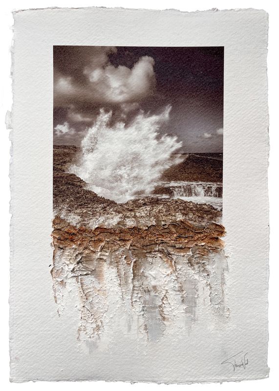 Mixed media rugged landscape artwork by Françoise Vaal