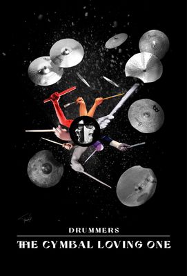 The Cymbal Loving One - drummer art - high quality print 40x50cm Drummer collage made by Françoise Vaal, depicting a cymbal loving drummer