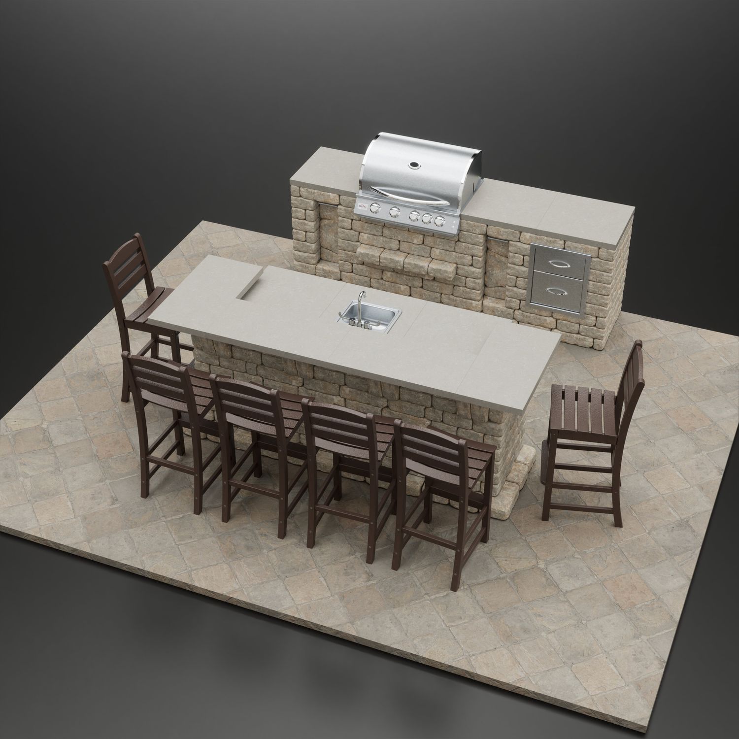 “The Entertainer” Complete DIY Outdoor Kitchen Bar & Grill