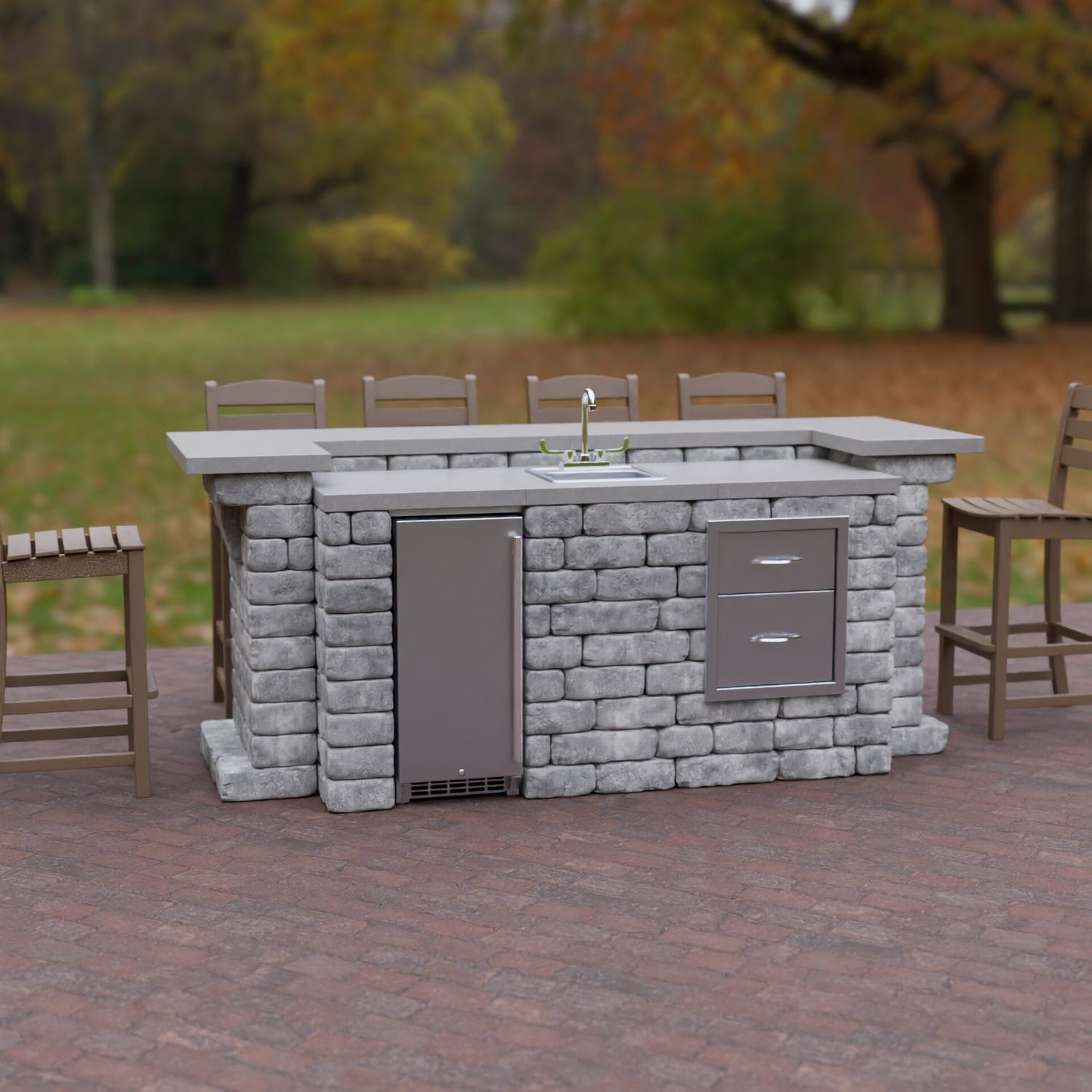 Unity-U Wrap-around End Bar Modular Outdoor Kitchen Unit