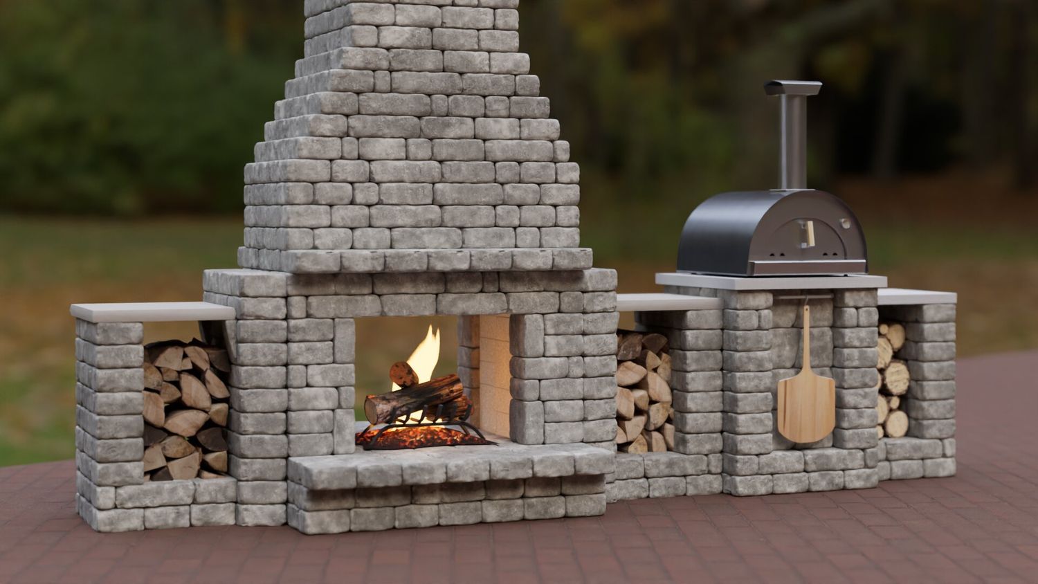 Pizzaplace Outdoor Fireplace with Wood-fired Pizza Oven Combo Kit
