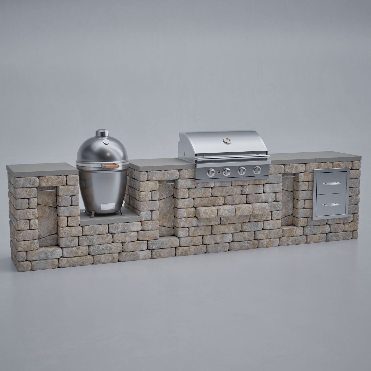 Unity-C+ Gas Grill and Kamado Combo Modular Outdoor Kitchen Unit