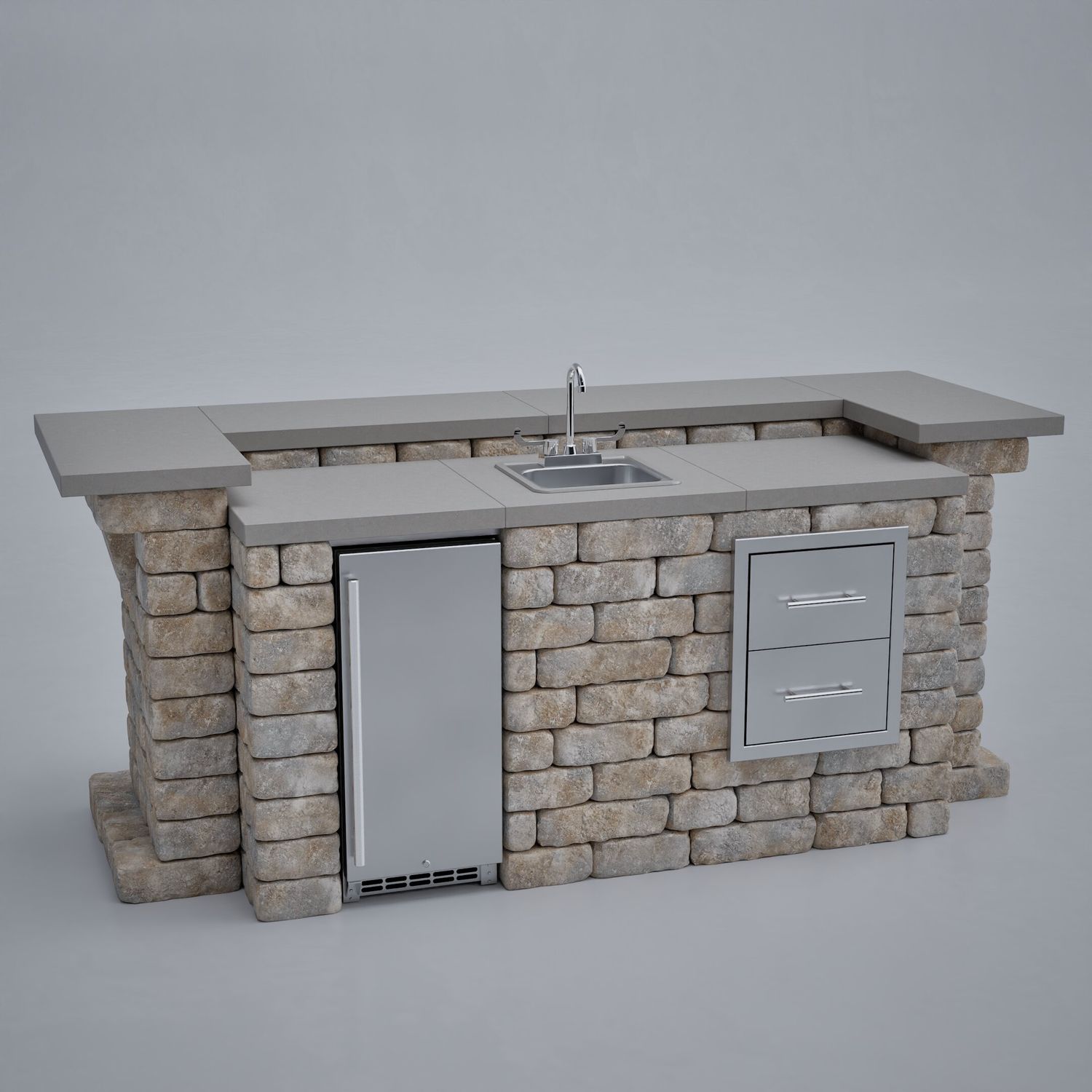 Unity-U Wrap-around End Bar Modular Outdoor Kitchen Unit
