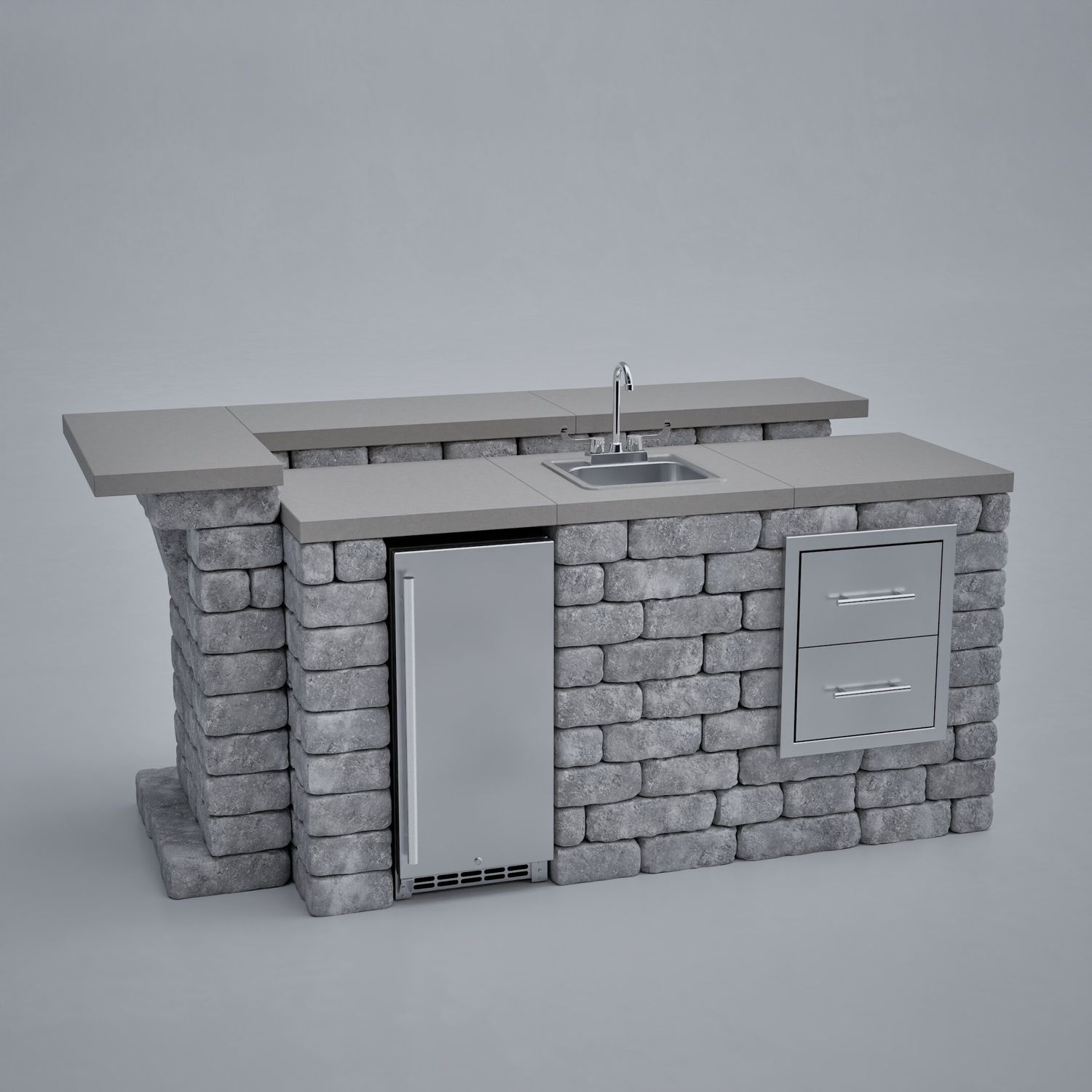 Unity-L Elevated Modular Outdoor Kitchen Corner Bar Unit