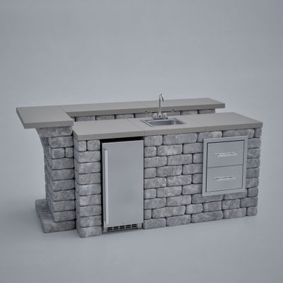 Unity-L Elevated Modular Outdoor Kitchen Corner Bar Unit