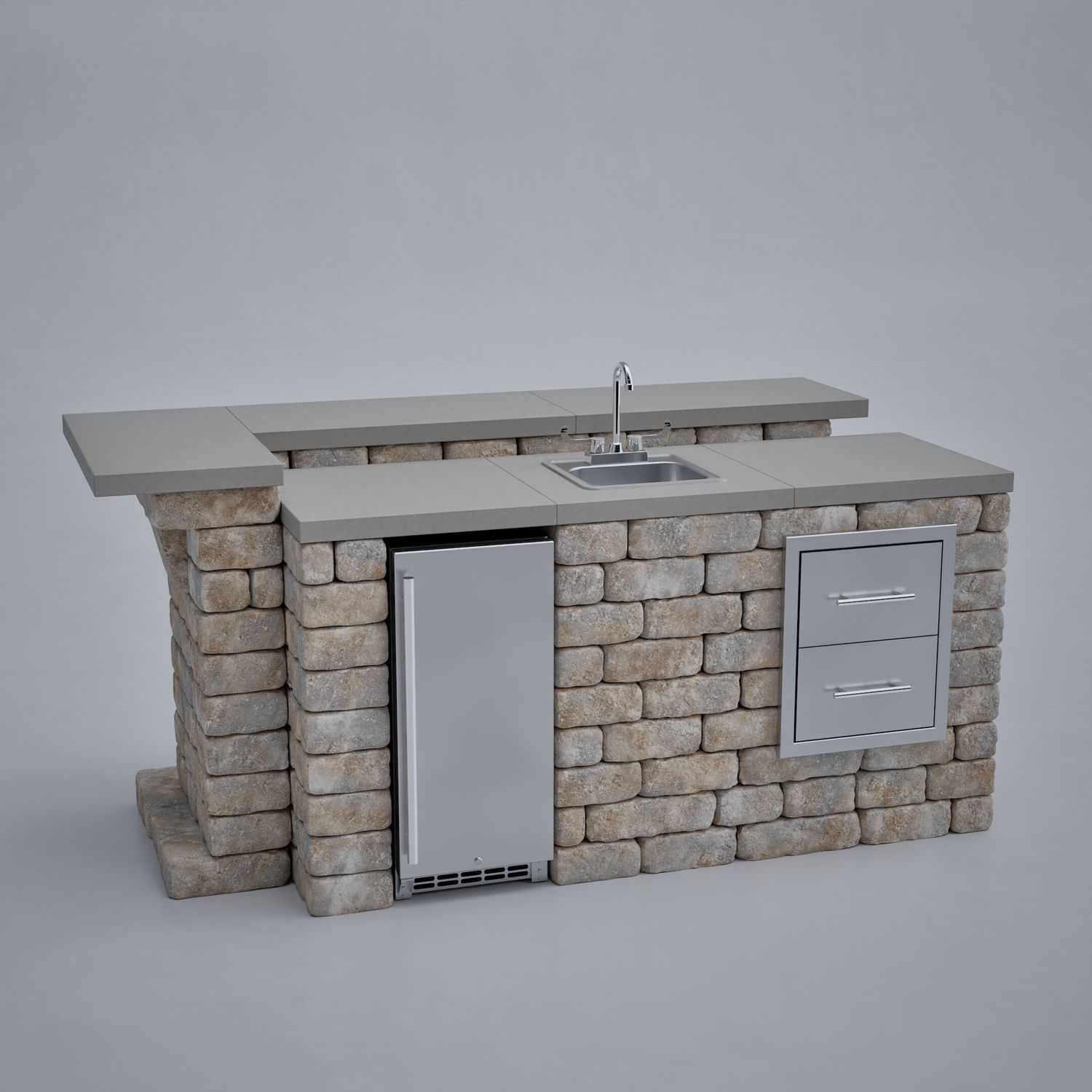 Unity-L Elevated Modular Outdoor Kitchen Corner Bar Unit