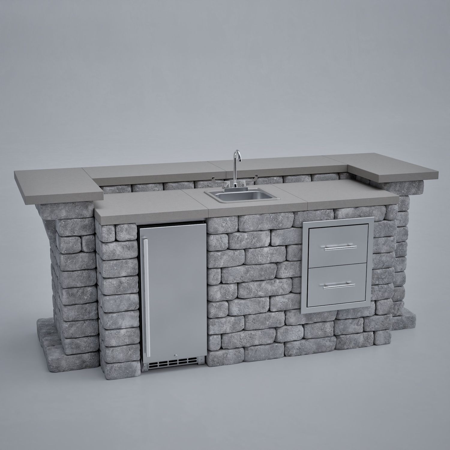 Unity-U Wrap-around End Bar Modular Outdoor Kitchen Unit