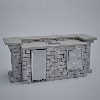 Unity-U Wrap-around End Bar Modular Outdoor Kitchen Unit