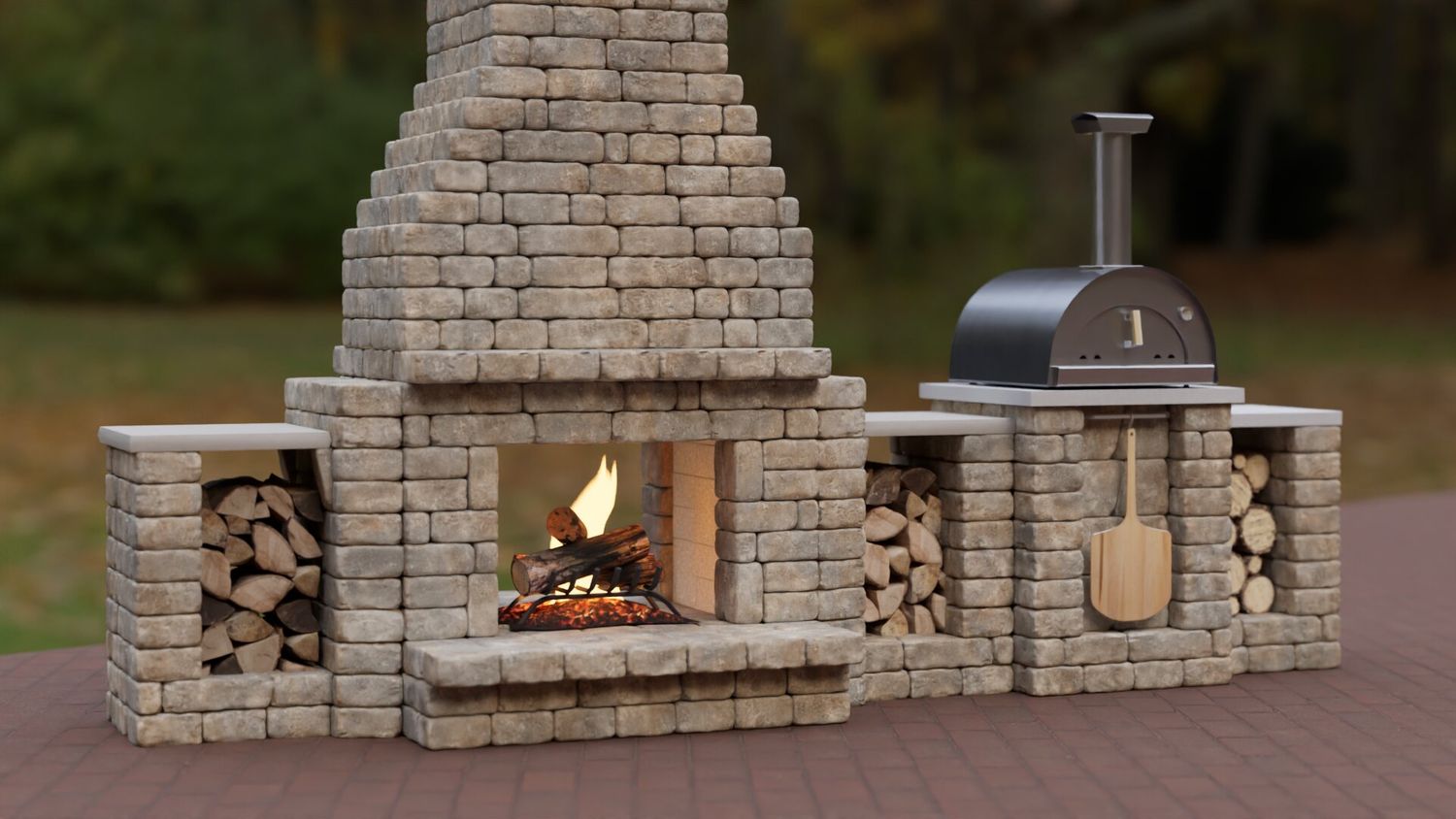 Pizzaplace Outdoor Fireplace with Wood-fired Pizza Oven Combo Kit