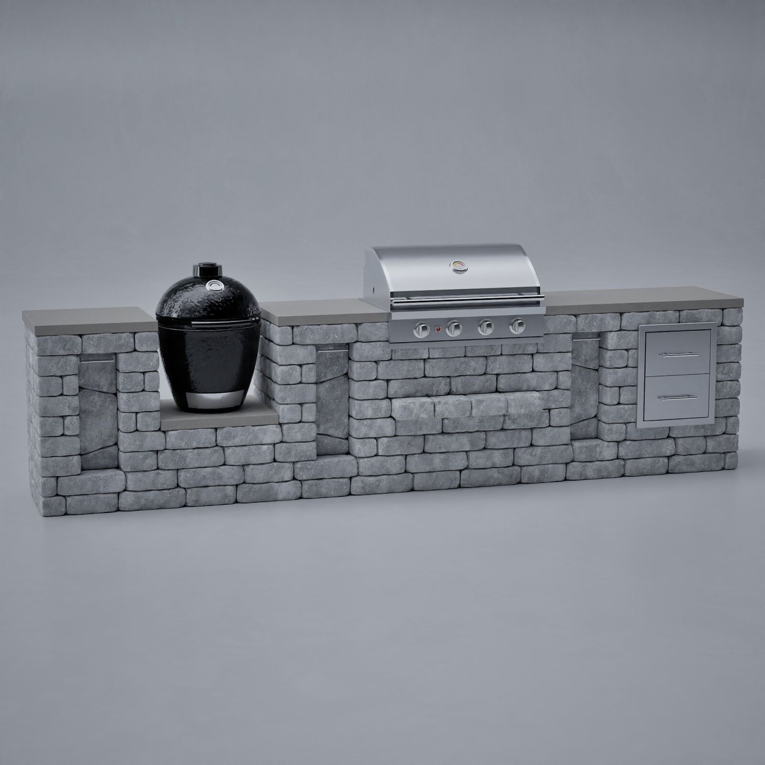 Unity-C+ Gas Grill and Kamado Combo Modular Outdoor Kitchen Unit