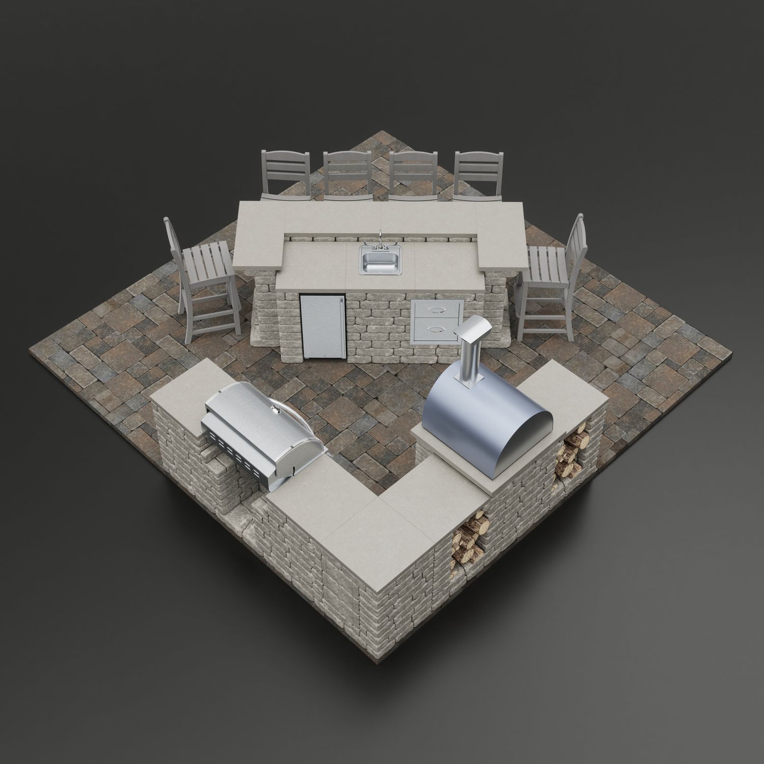 “Cook’s Corner Deluxe” 45° Outdoor Kitchen & Bar