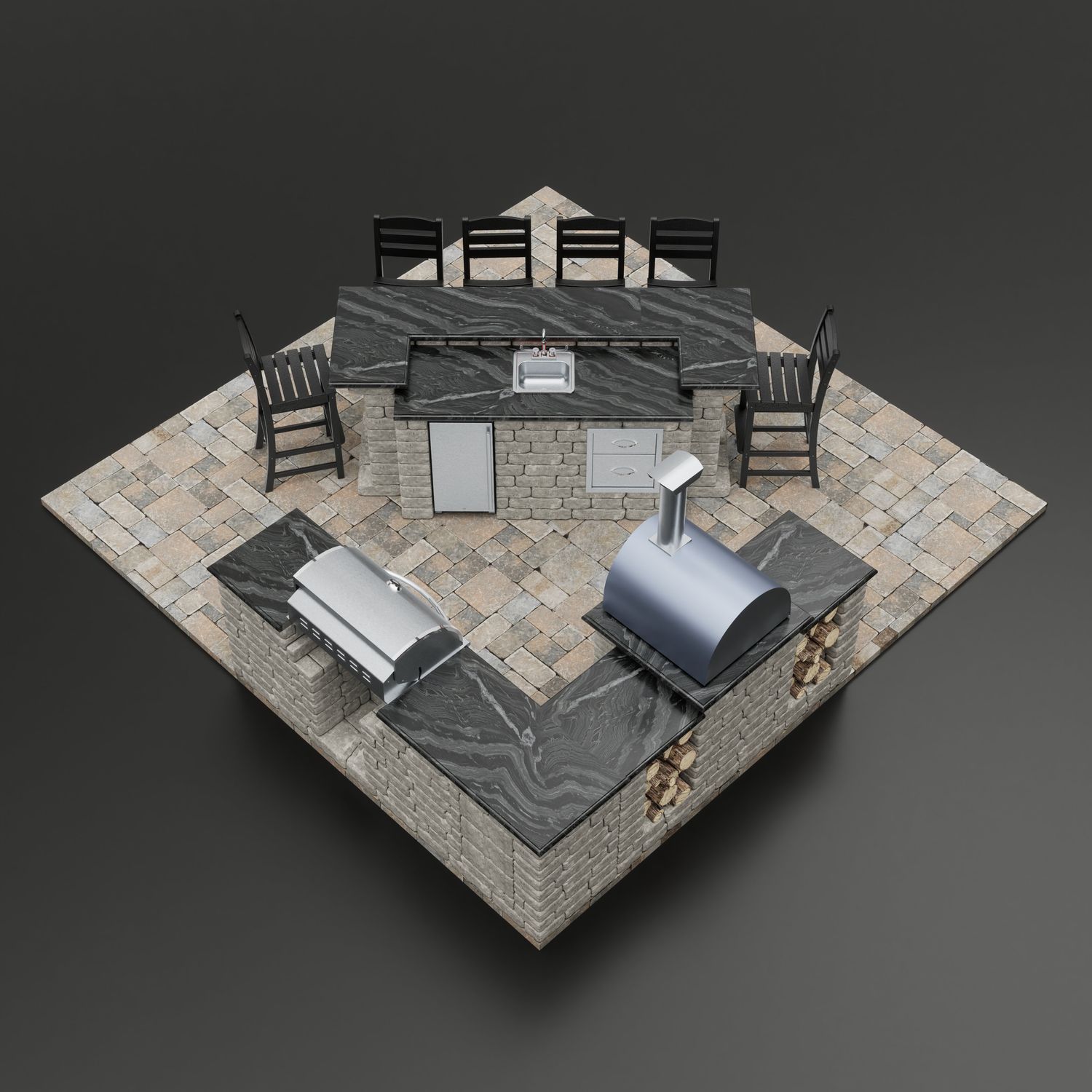 “Cook’s Corner Deluxe” 45° Outdoor Kitchen & Bar