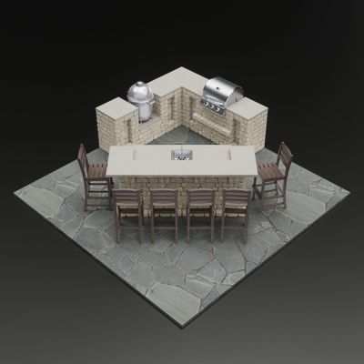 “Cook’s Corner” 45° Outdoor Kitchen & Bar