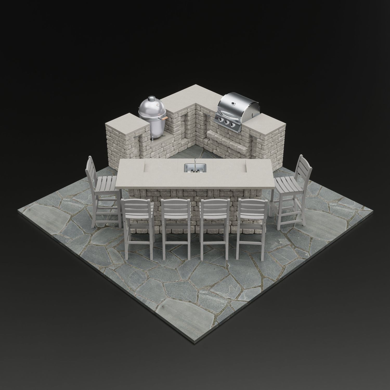 “Cook’s Corner” 45° Outdoor Kitchen & Bar