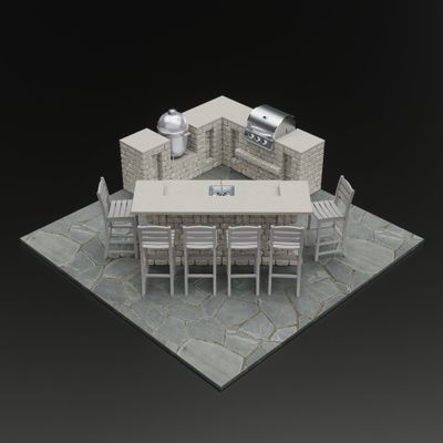 “Cook’s Corner” 45° Outdoor Kitchen & Bar