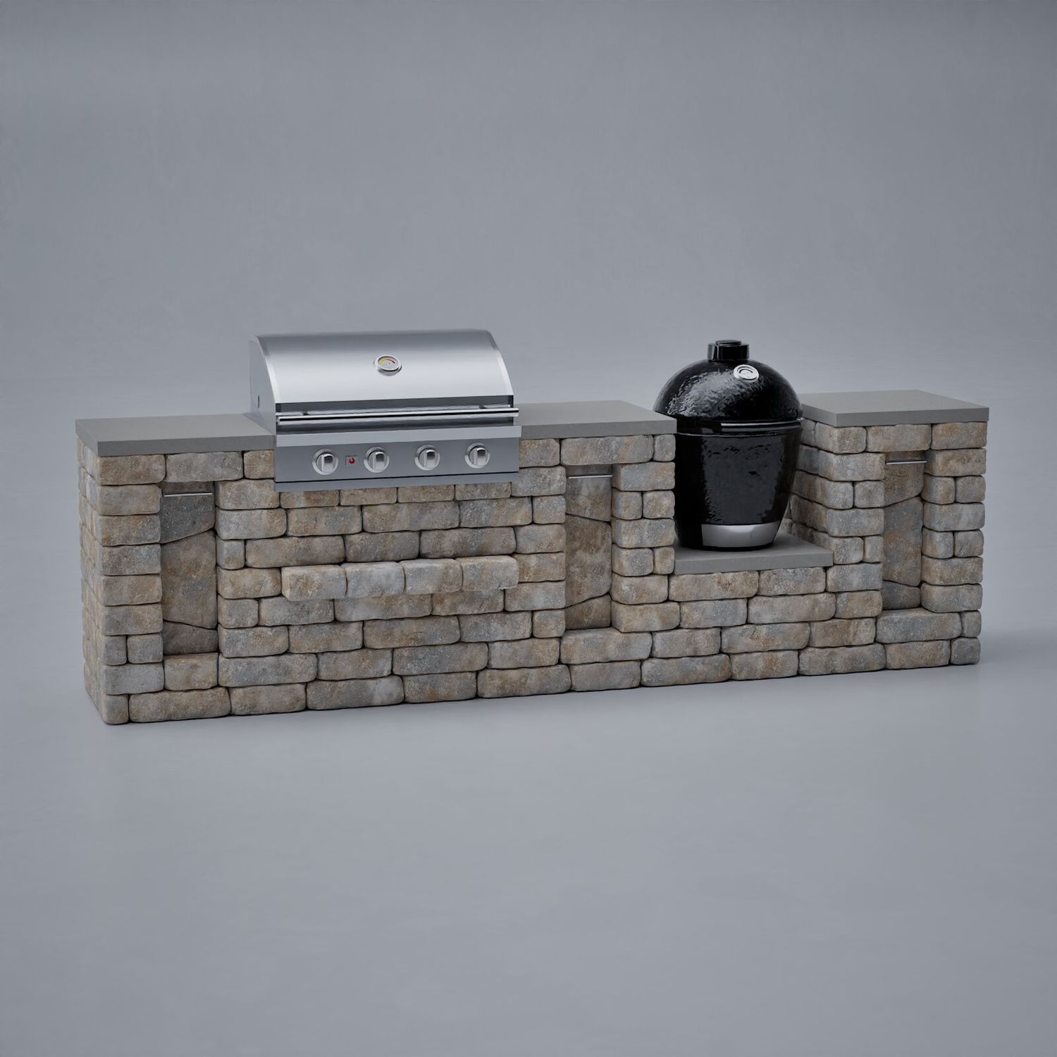 Unity C Combo Grill and Kamado Outdoor Kitchen Island