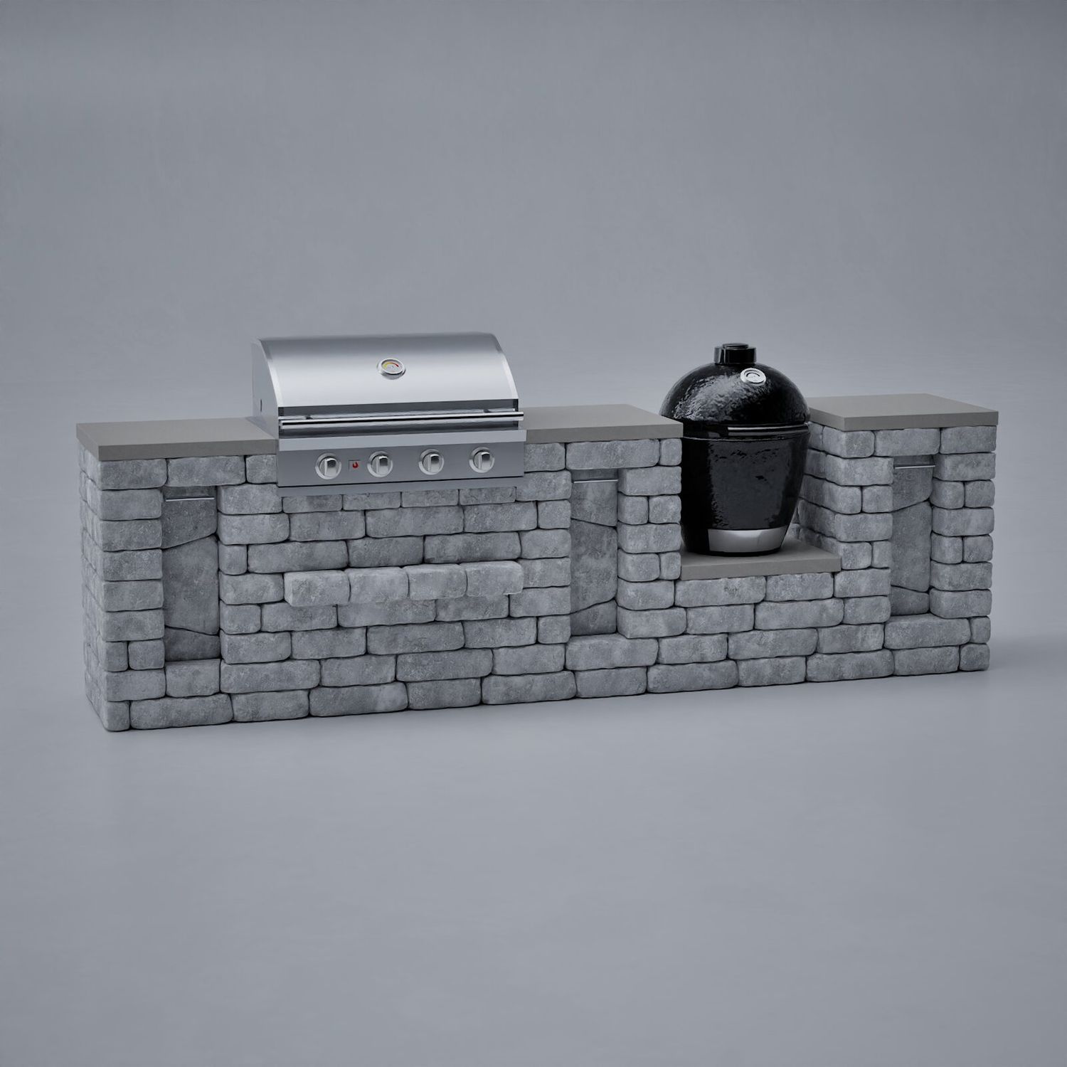 Unity C Combo Grill and Kamado Outdoor Kitchen Island