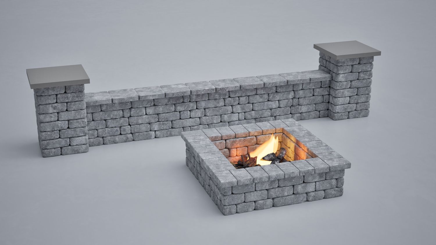 Ridgeman Classic Straight seat Wall with Fire Pit 10'