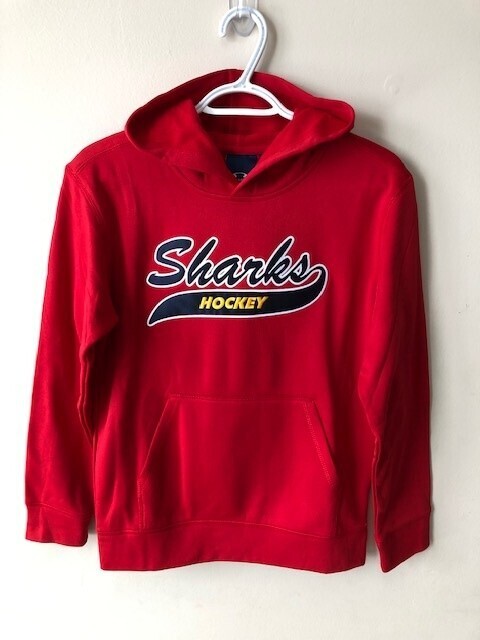 Hoodie - Red &quot;Sharks Hockey&quot; - Youth, Size: Size 8