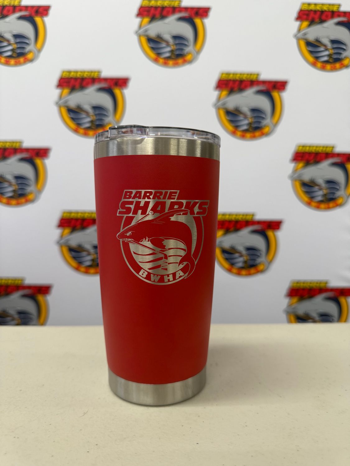 Mug- Barrie Sharks Red Travel Mug 20 0z