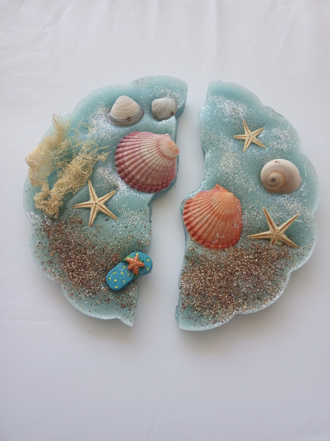 Wax board with sea décor, two pieces