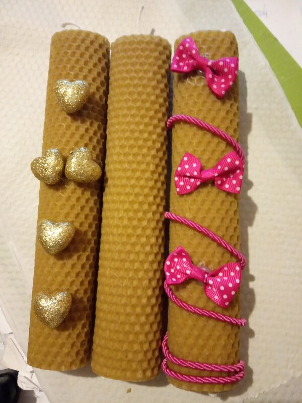 ​Set three candles - lambades- made of pure honeycomb, 20x4cm each