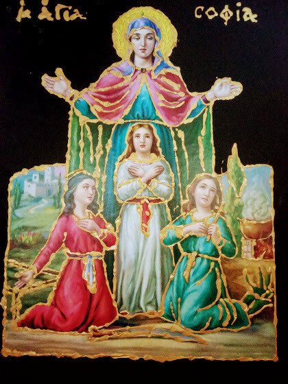 Saint Sophia, handmade icon, 22x28cm Saint Sophia, handmade icon, 22x28cm