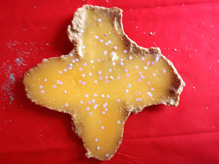 Handmade unique cross, made by sand, wax, and glitters