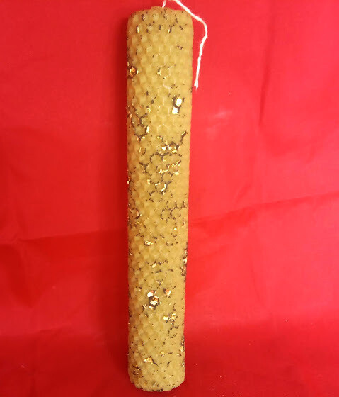 Candle - lambada- made of pure honeycomb, with glitter, 20X4cm