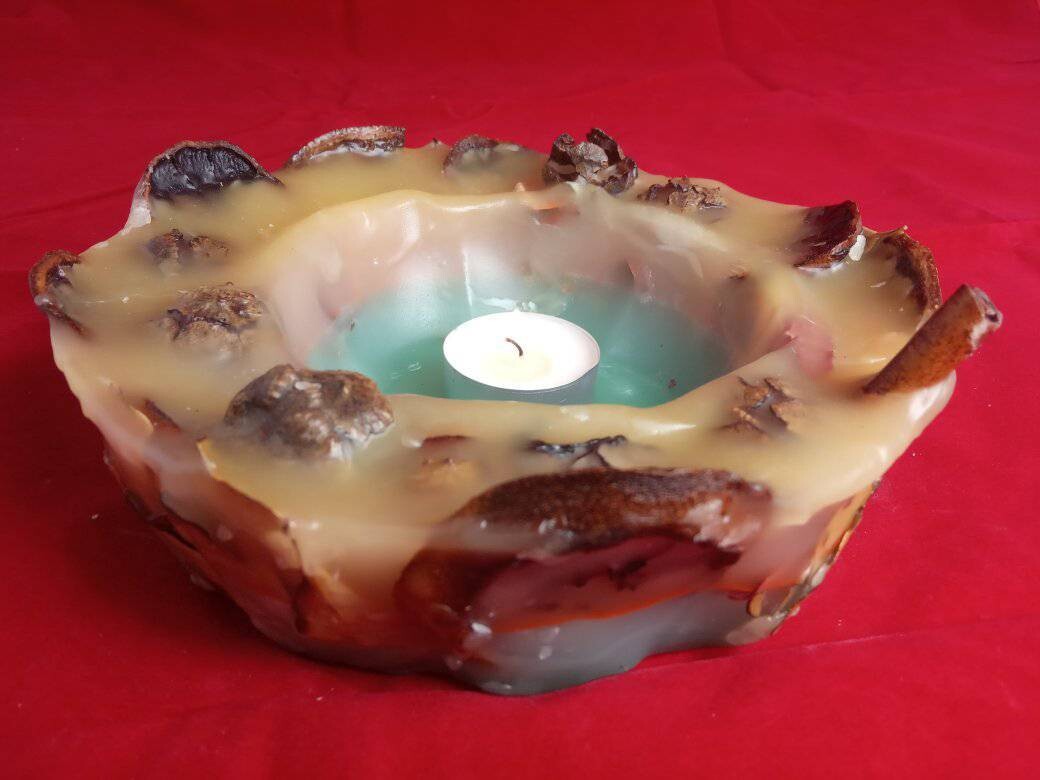 Big botanical decorative unique candle, handmade