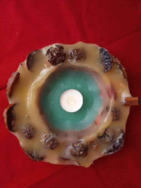 Big botanical decorative unique candle, handmade
