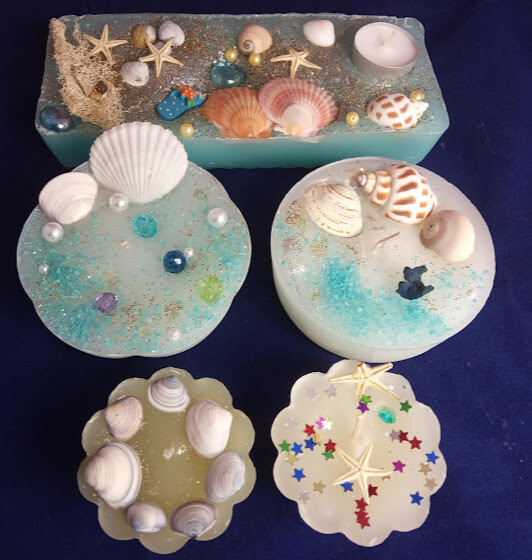 Set of 5 decorative unique handmade candles
