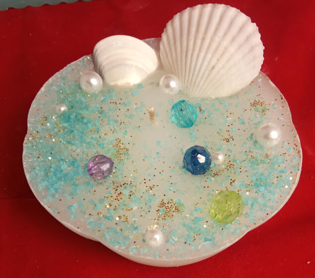 Unique handmade sea theme decorative candle,11x3,5cm, weight 500gr