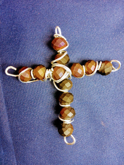 Unique handmade  cross, made from crystals