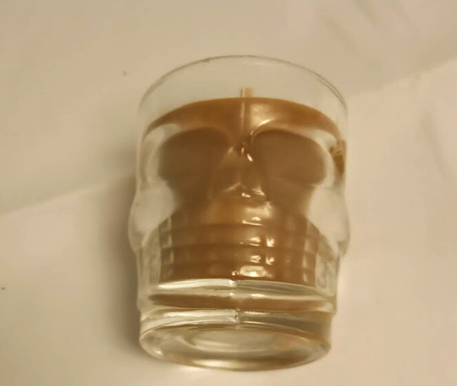 Pure Beeswax Candle in skull glass