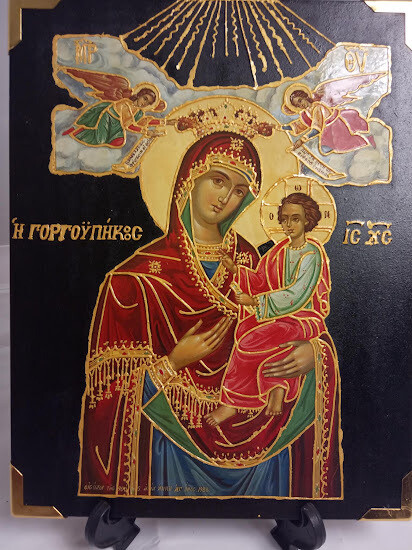 Madonna Jesus, handmade icon