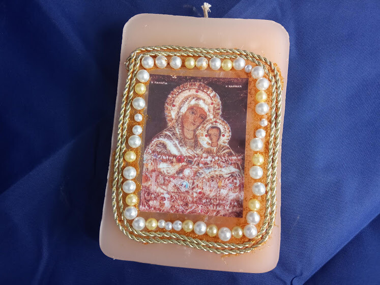 Unique, Candle, handmade, Madonna and Jesus
