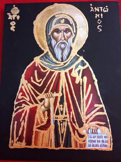 Saint Antony, handmade icon