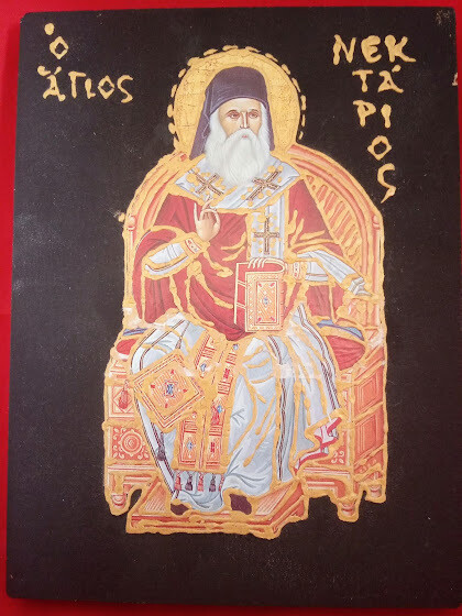 Saint Nektarios, orthodox handmade icon