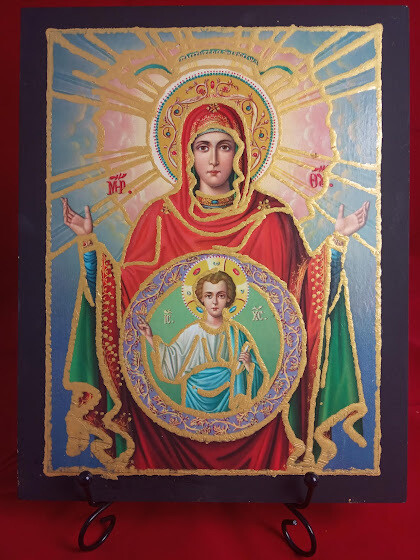 Madonna with Jesus, handmade icon