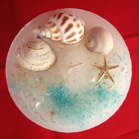 Unique handmade sea theme decorative candle,11x3,5cm, weight 500gr