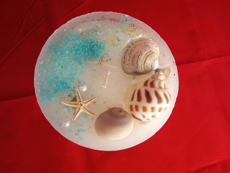 Unique handmade sea theme decorative candle,11x3,5cm, weight 500gr