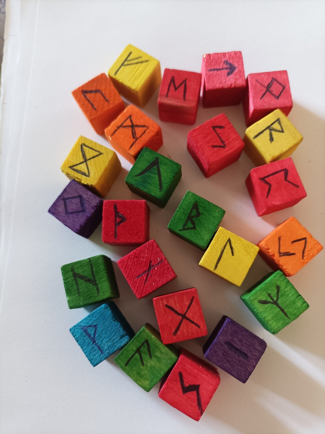 Colorful Wooden cubes with runes