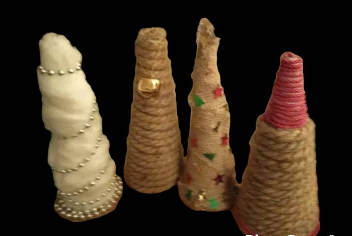 4 decorative handmade unique cones
