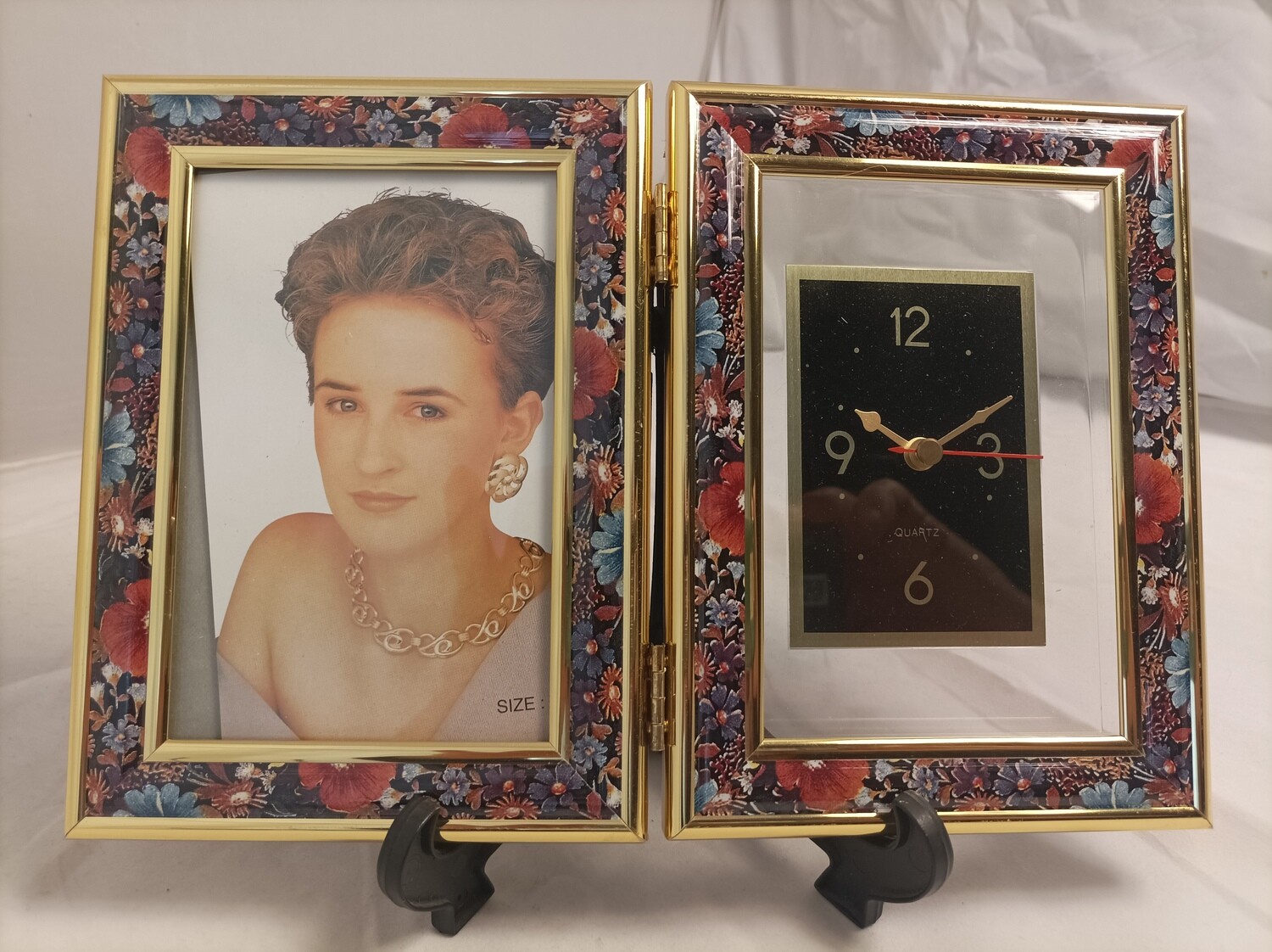 Double frame with clock, 10x15cm