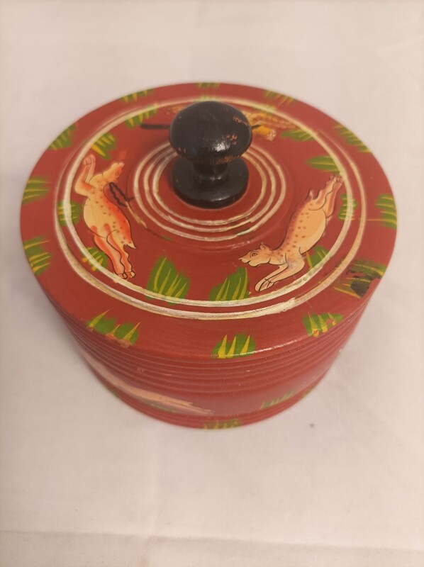 Handmade and hand-painted, wooden box