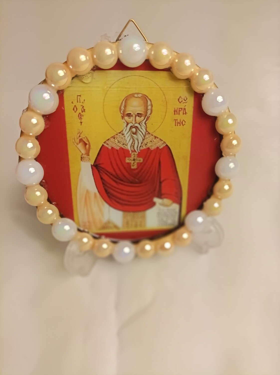 Handmade decorative icon, 12cm, Saint Socrates