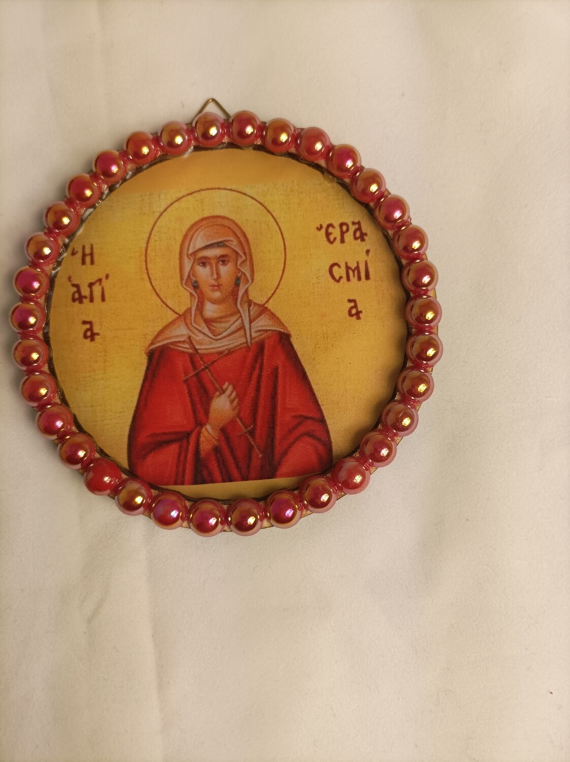 Handmade decorative icon, 12cm, Saint Erasmia