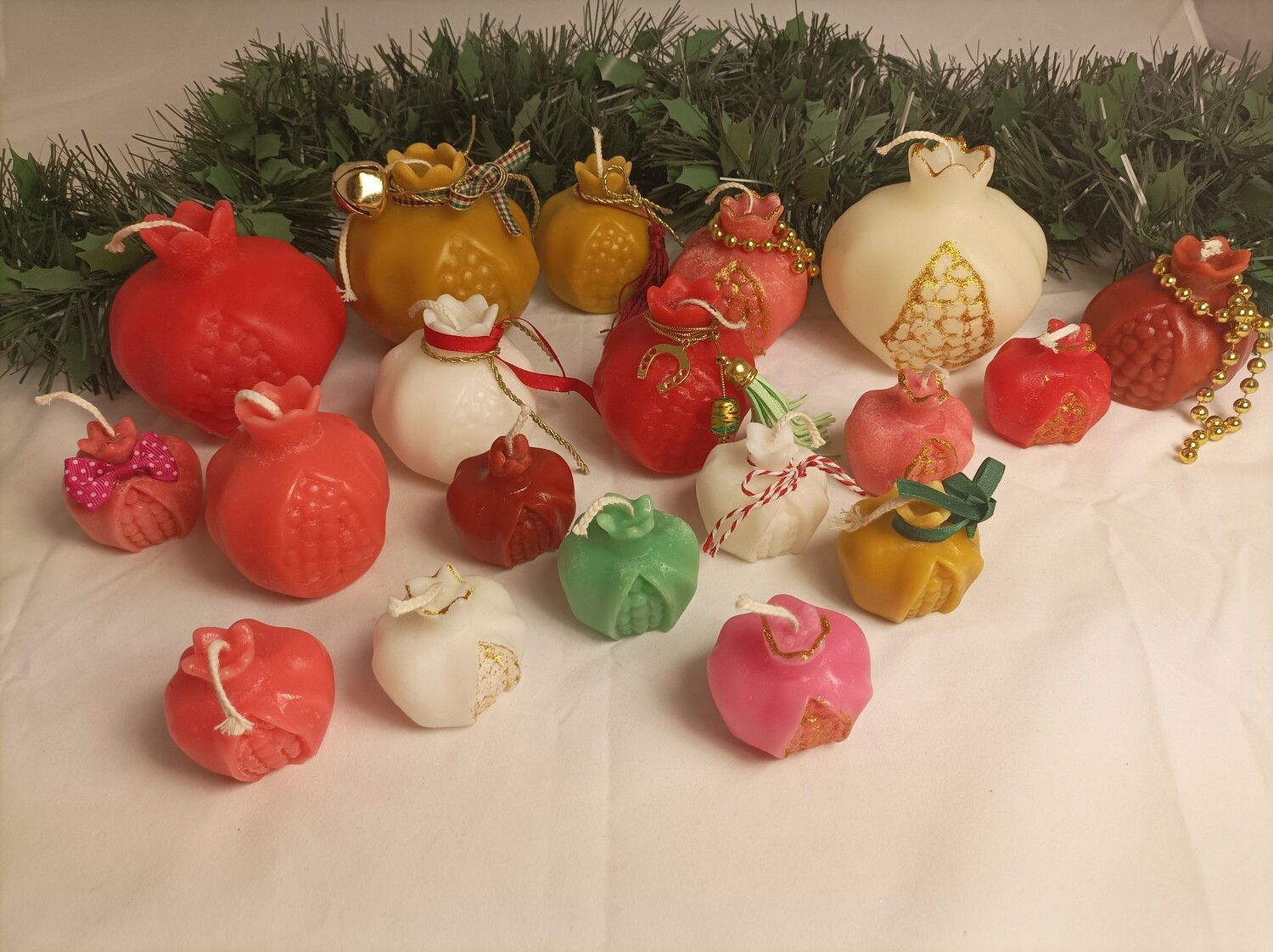 Set of pomegranate candles