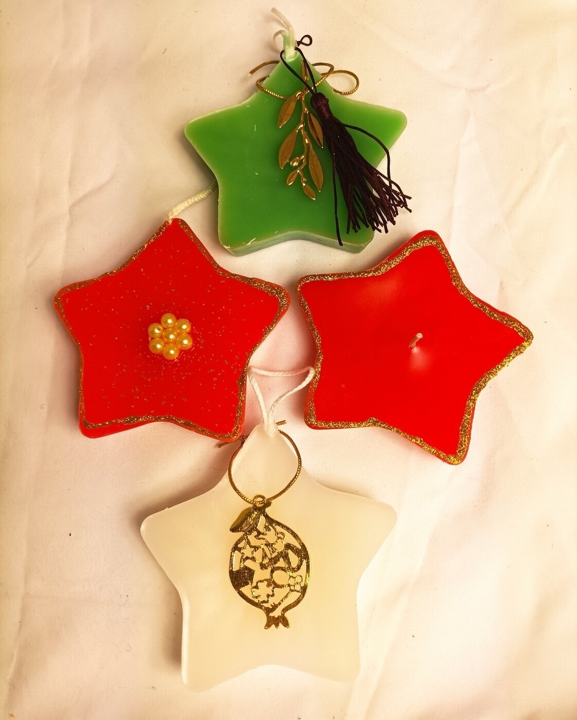 Set of 4 Handmade star festive candles